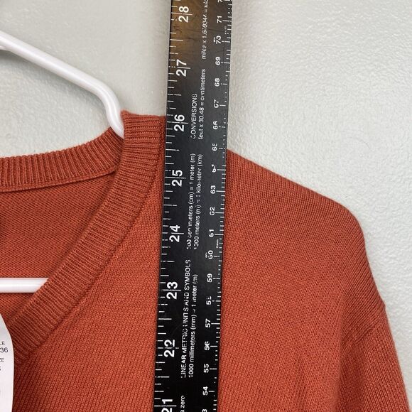 J Crew Sweater Mens S Orange Long Sleeve V Neck Cotton Cashmere NWT - Picture 9 of 9